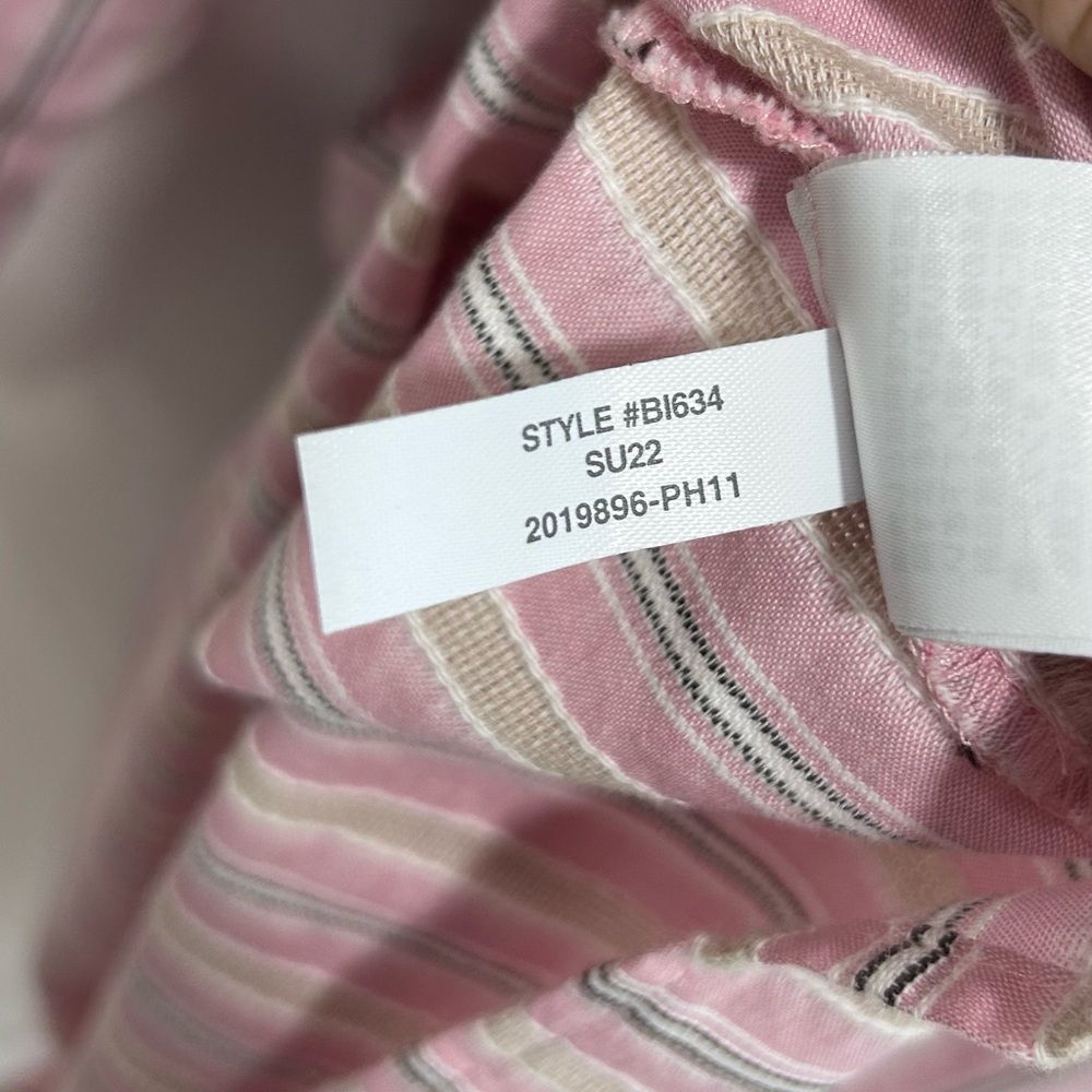 J. Crew Cotton Poplin Mini Dress Stripe Pink Tie Waist Size M/L BI634 Summer ‘22 - Picture 9 of 9